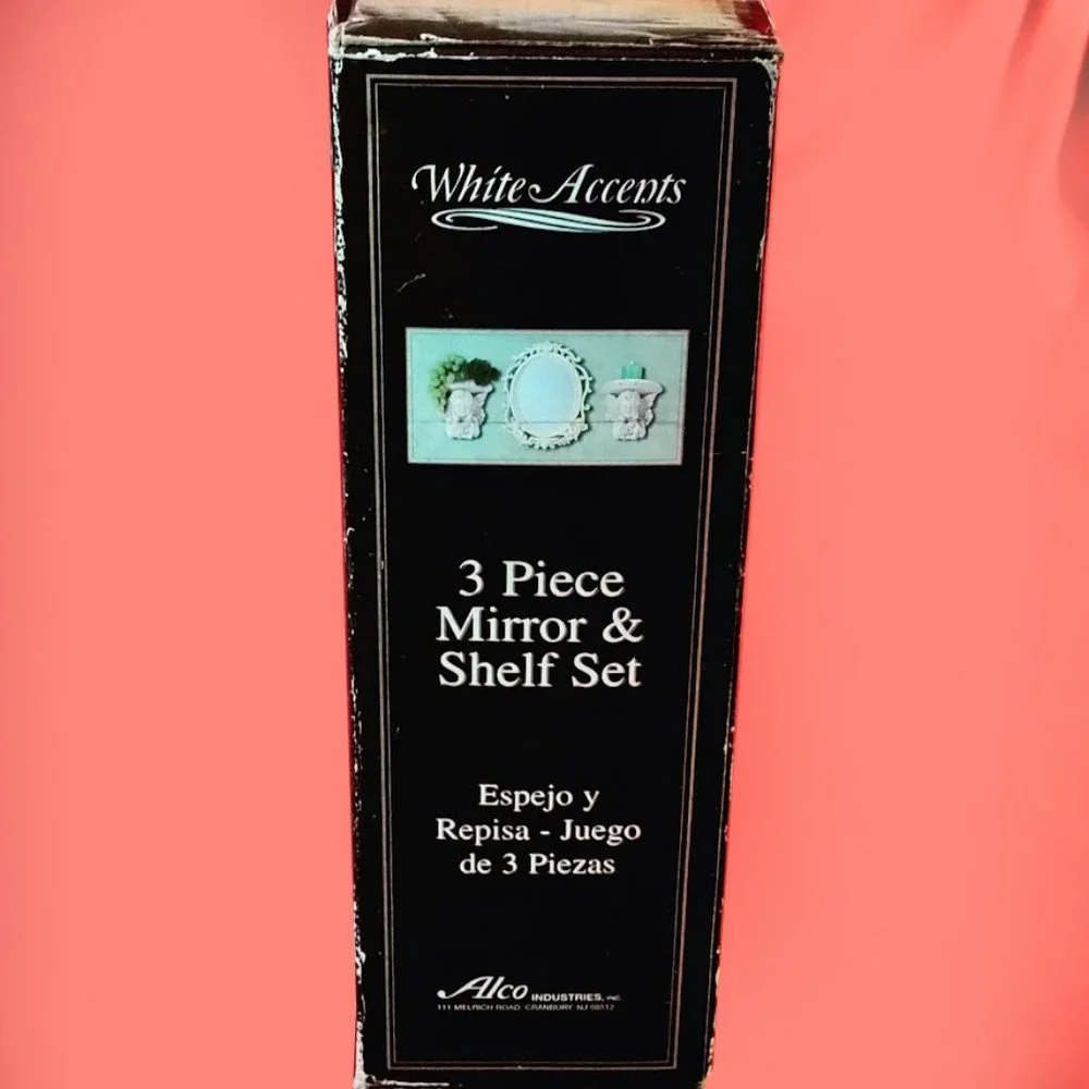 White Accents 3 Piece Mirror & Shelf Set ALCO Industries